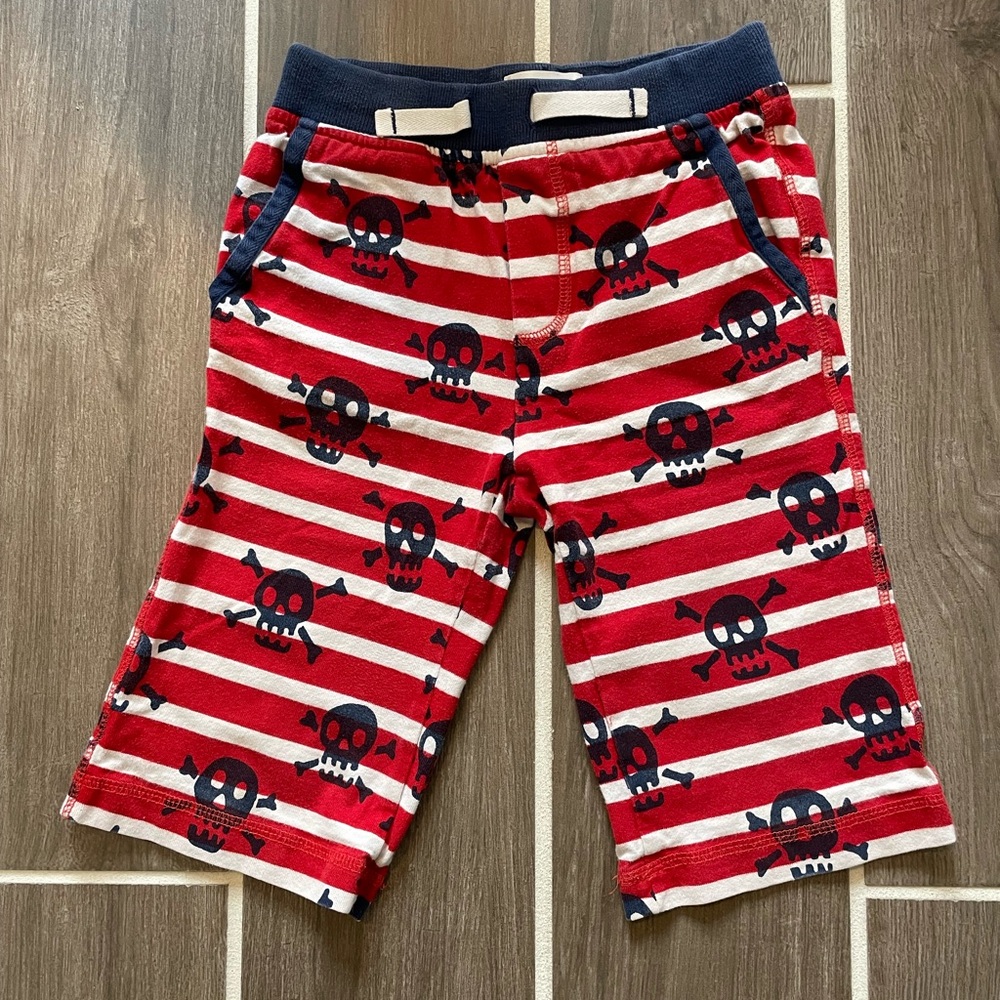 Mini Boden Red and White Striped Jersey Shorts